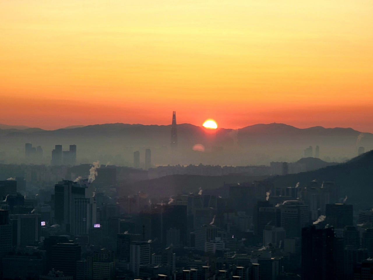 안산 봉수대 일출 이미지