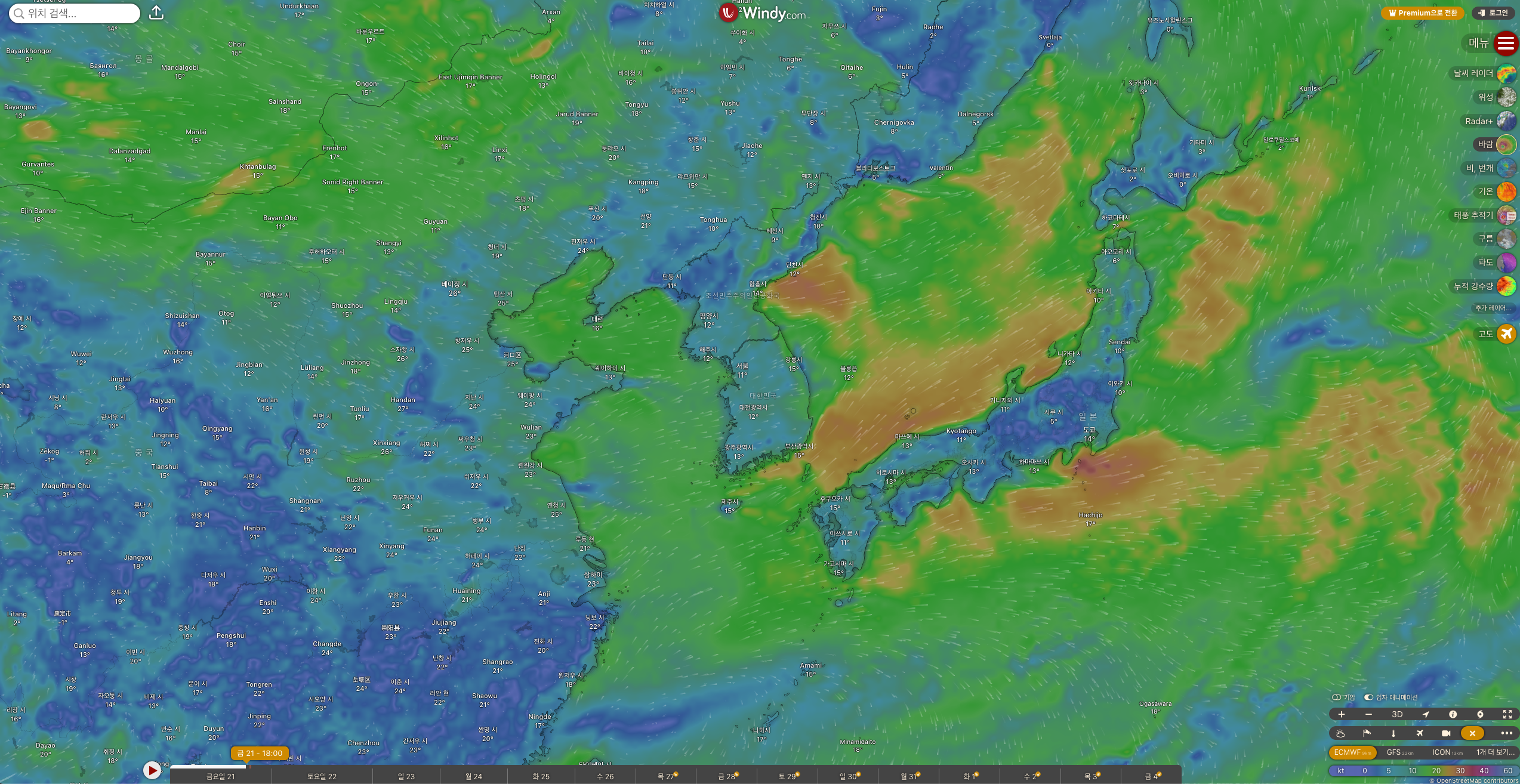 알아두면 유용한 사이트 Windy 이미지