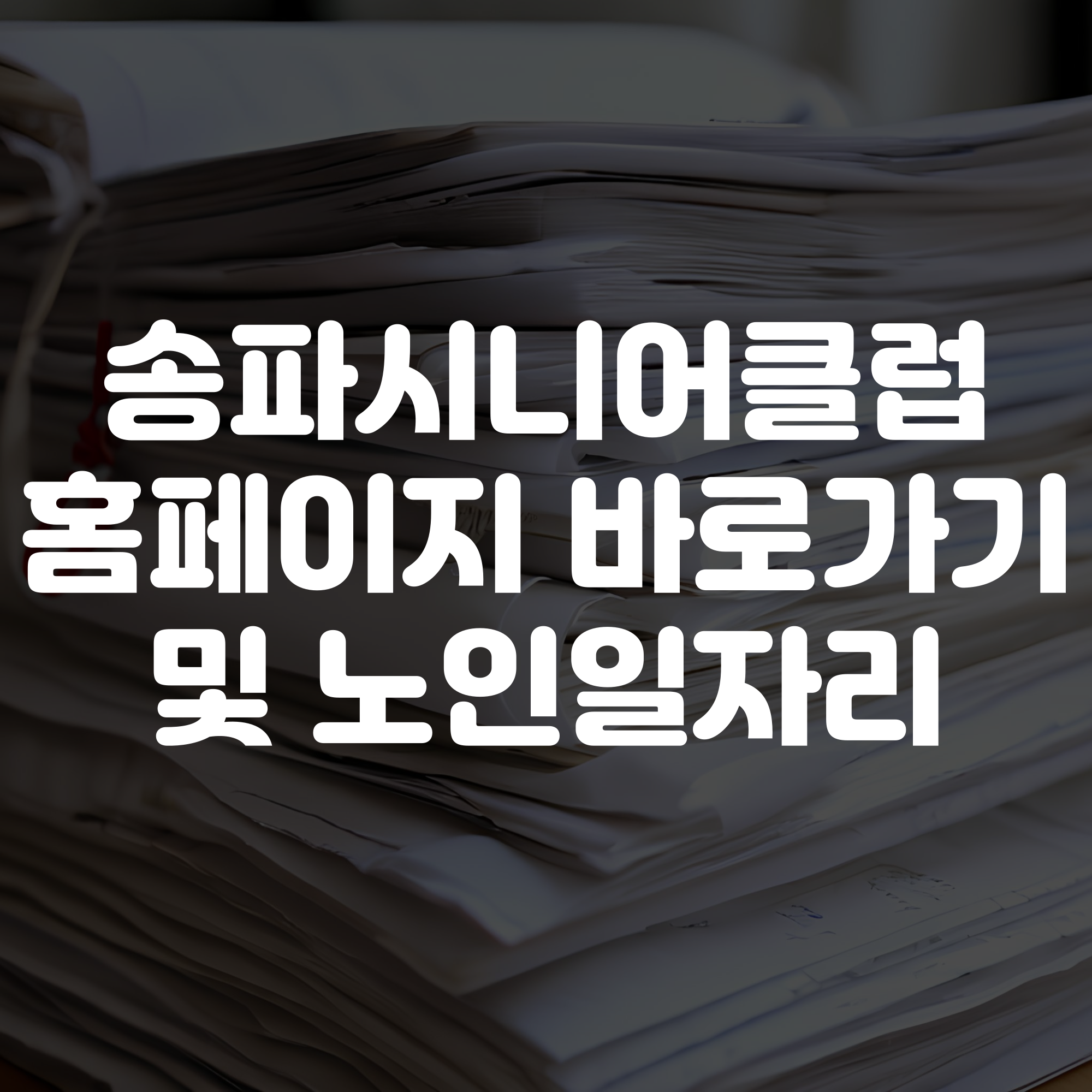 송파시니어클럽 홈페이지 바로가기 노인일자리 확인하기