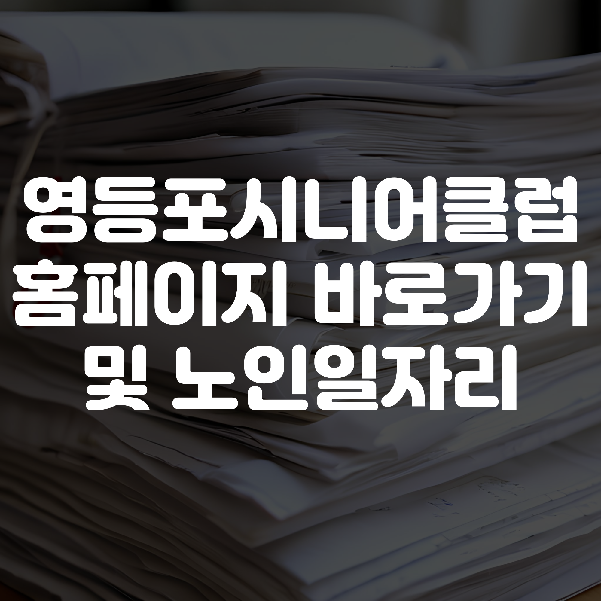 영등포시니어클럽 홈페이지 바로가기 노인일자리 확인하기
