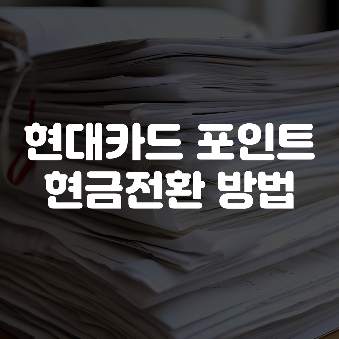 현대카드 포인트 현금 전환 방법