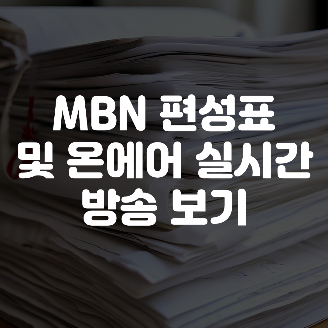 MBN 편성표 및 온에어 실시간 보기